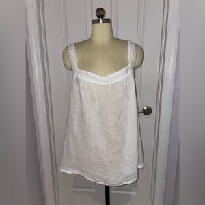 CP Shares White Linen Cropped Tank/Cami Top